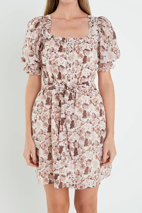 ENGLISH FACTORY - Floral Linen Mini Dress with Tie- Sold Out - DRESSES available at Objectrare