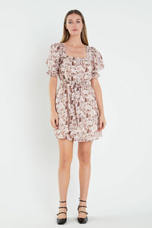 ENGLISH FACTORY - Floral Linen Mini Dress with Tie- Sold Out - DRESSES available at Objectrare
