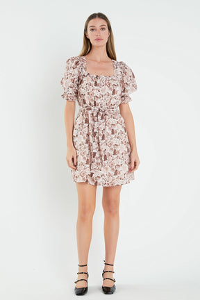ENGLISH FACTORY - Floral Linen Mini Dress with Tie- Sold Out - DRESSES available at Objectrare