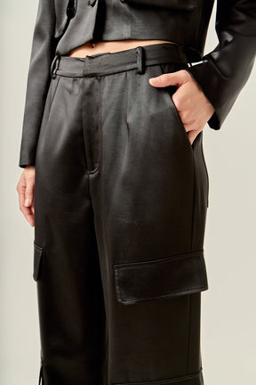 ENGLISH FACTORY - Satin Wide Leg Cargo Pants - PANTS available at Objectrare