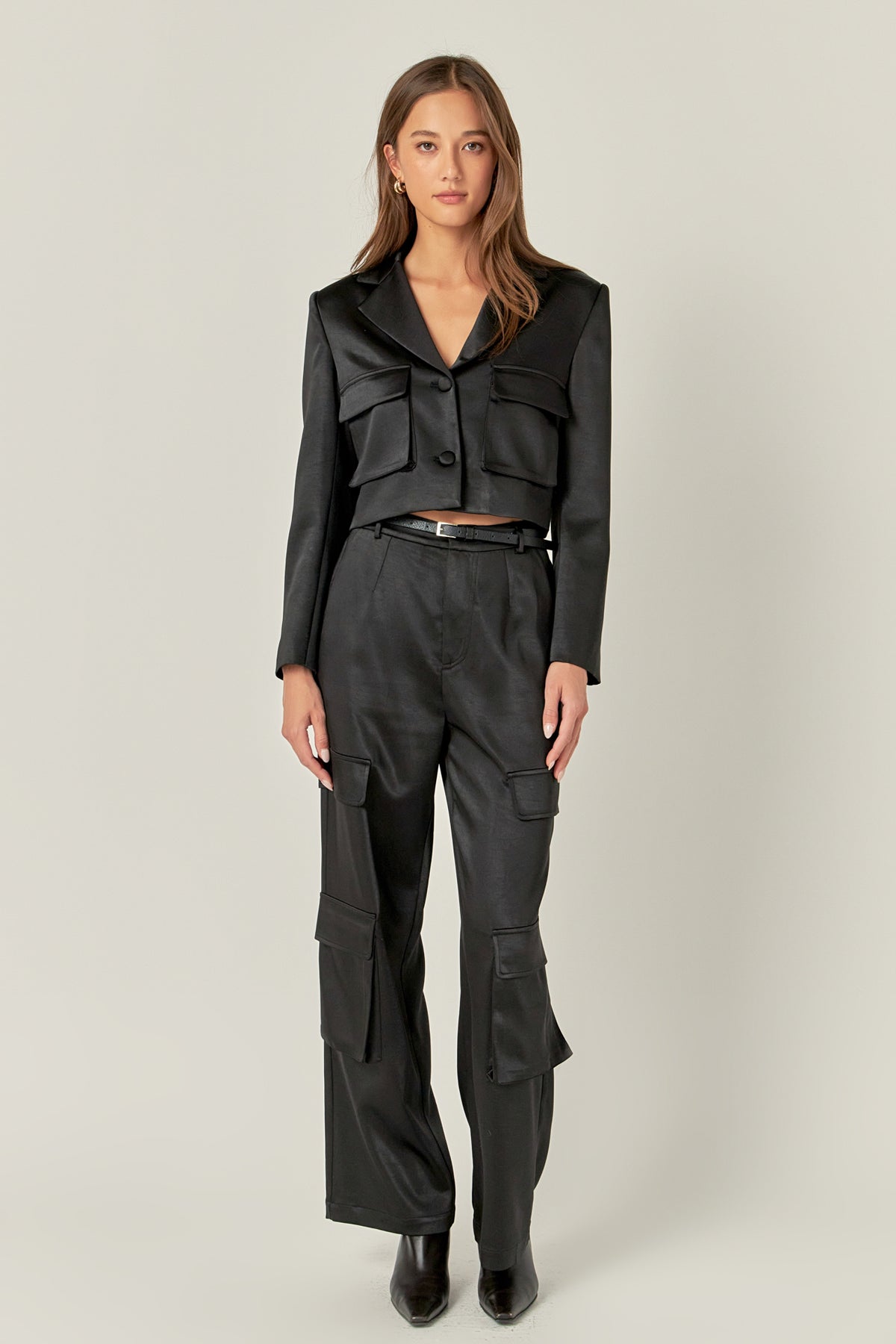 ENGLISH FACTORY - Satin Wide Leg Cargo Pants - PANTS available at Objectrare