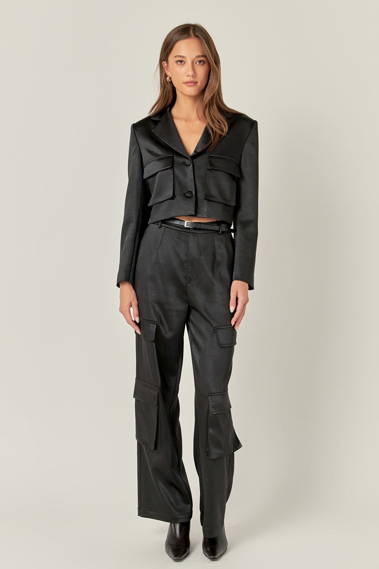 ENGLISH FACTORY - English Factory - Satin Wide Leg Cargo Pants - PANTS available at Objectrare