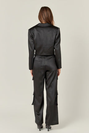 ENGLISH FACTORY - Satin Wide Leg Cargo Pants - PANTS available at Objectrare