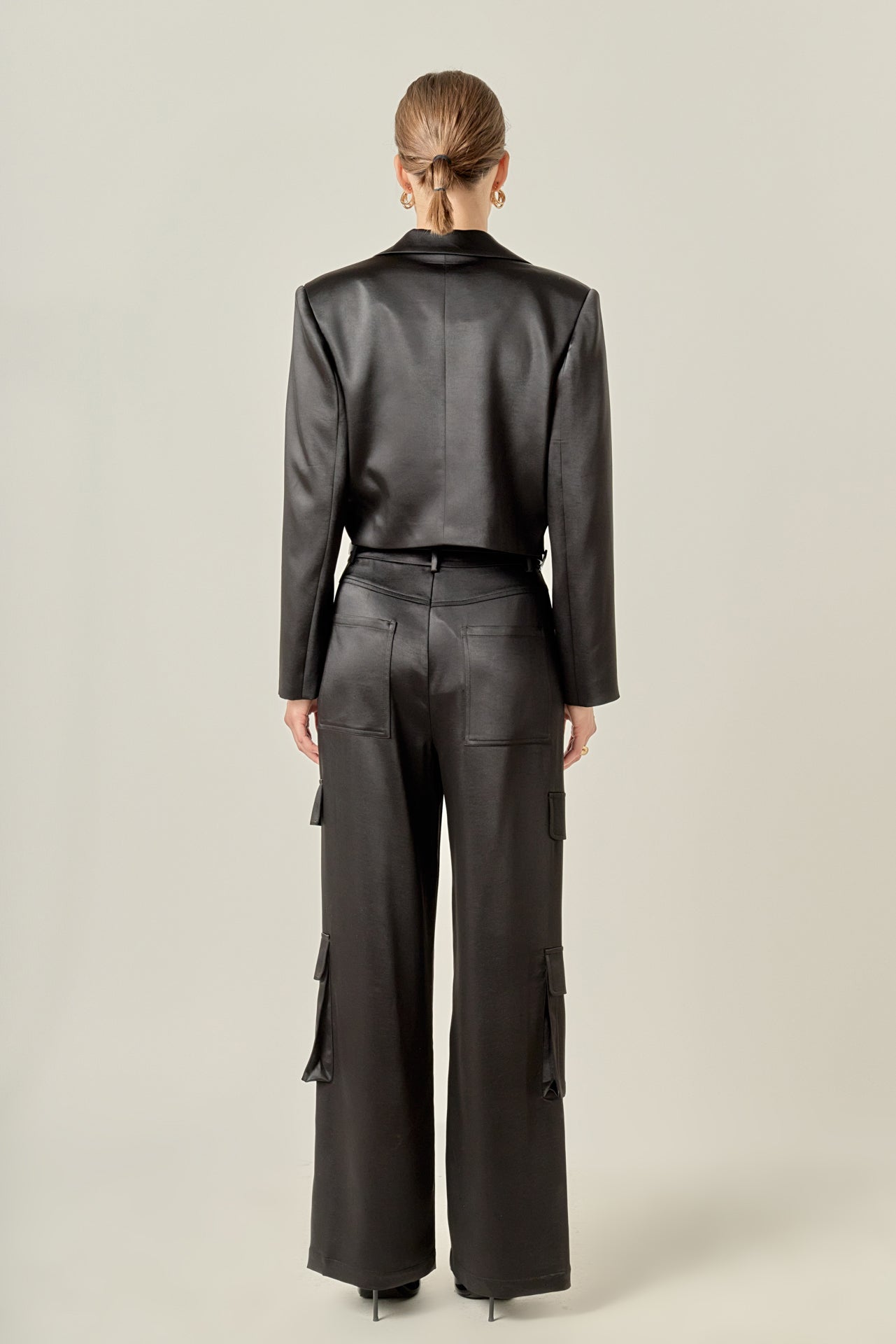 ENGLISH FACTORY - Cropped Satin Blazer - BLAZERS available at Objectrare