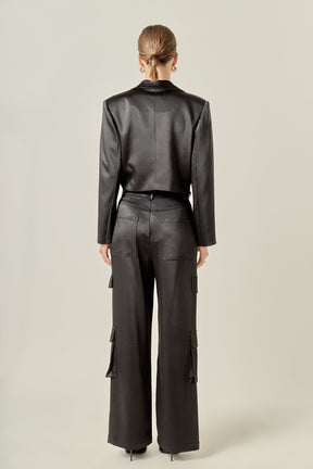 ENGLISH FACTORY - Cropped Satin Blazer - BLAZERS available at Objectrare