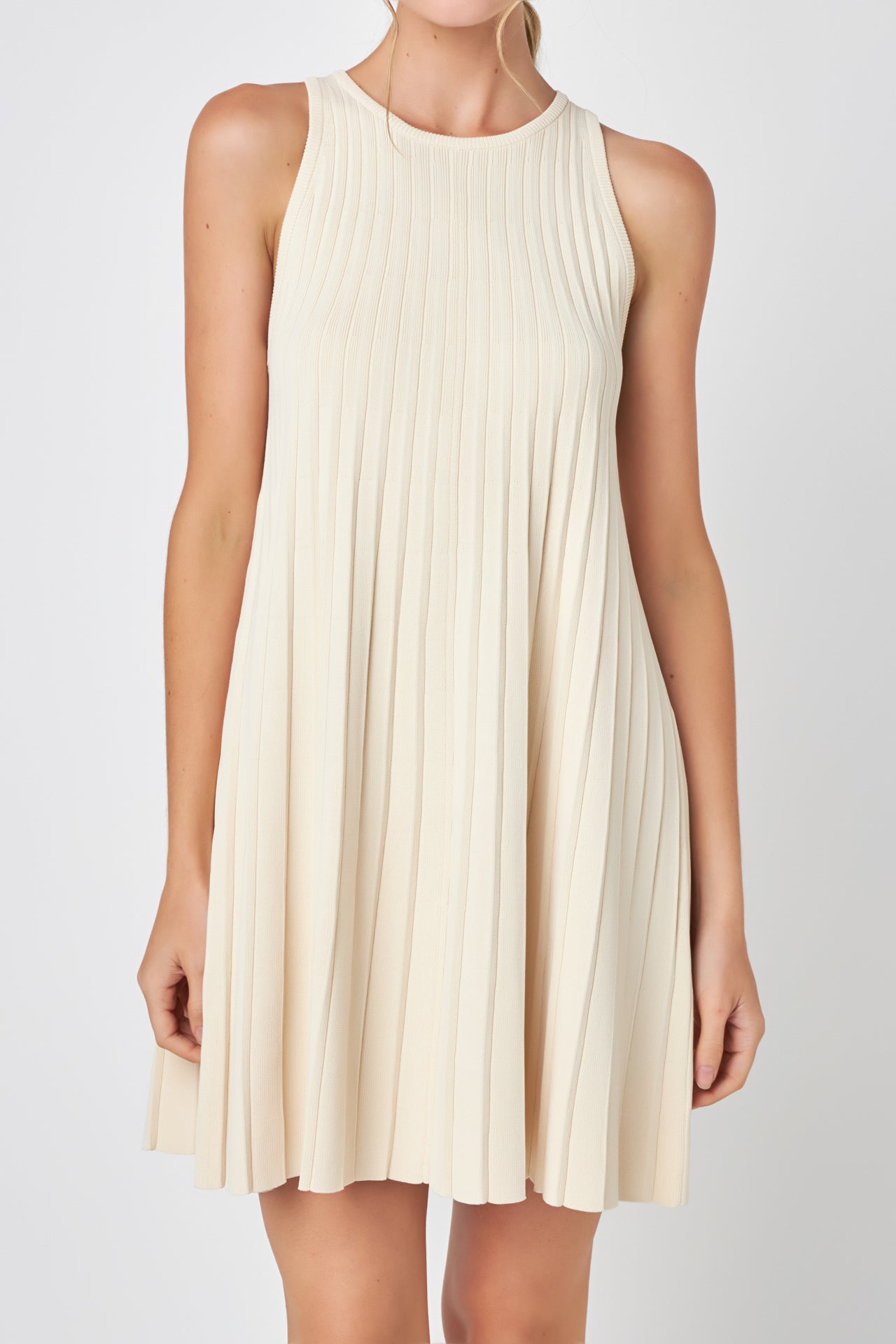 ENGLISH FACTORY - Pleated A-line Knit Mini Dress - DRESSES available at Objectrare