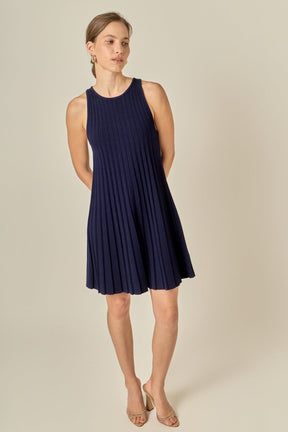 ENGLISH FACTORY - Pleated A-line Knit Mini Dress - DRESSES available at Objectrare