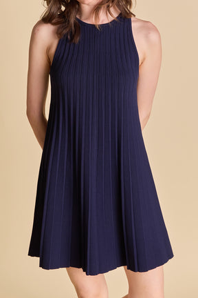 ENGLISH FACTORY - Pleated A-line Knit Mini Dress in Red - DRESSES available at Objectrare
