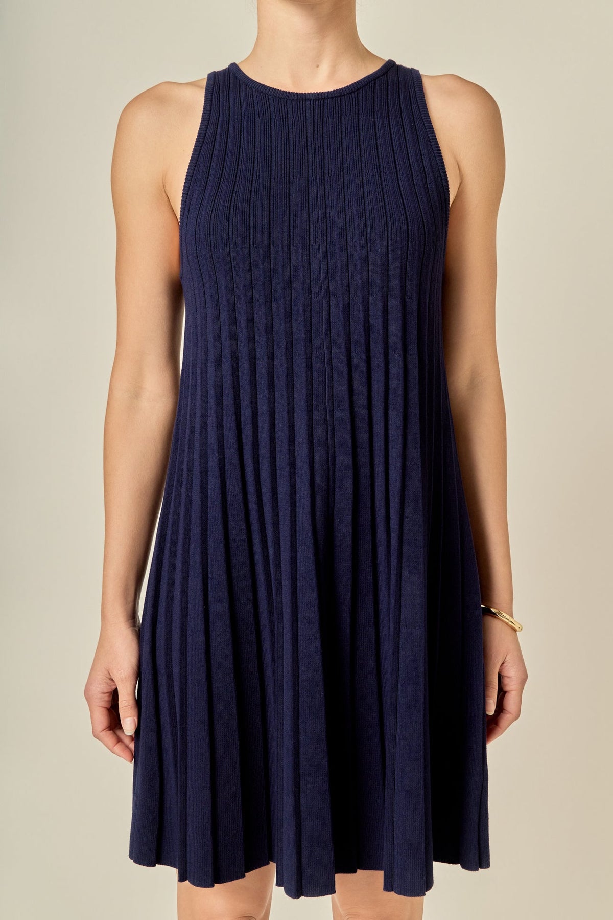 ENGLISH FACTORY - Pleated A-line Knit Mini Dress - DRESSES available at Objectrare