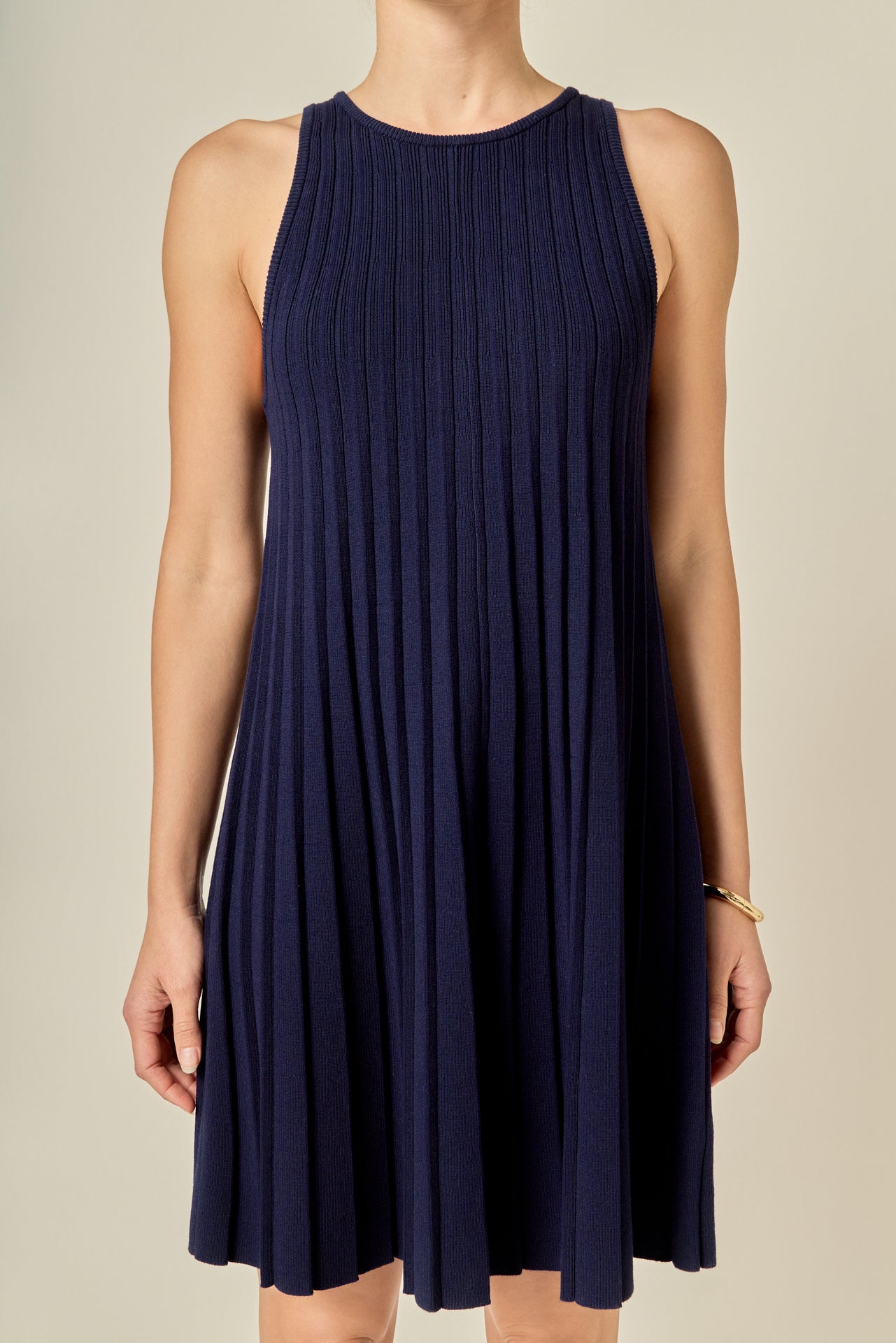 ENGLISH FACTORY - Pleated A-line Knit Mini Dress - DRESSES available at Objectrare