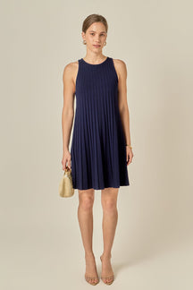 ENGLISH FACTORY - Pleated A-line Knit Mini Dress - DRESSES available at Objectrare