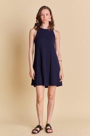 ENGLISH FACTORY - Pleated A-line Knit Mini Dress in Red - DRESSES available at Objectrare