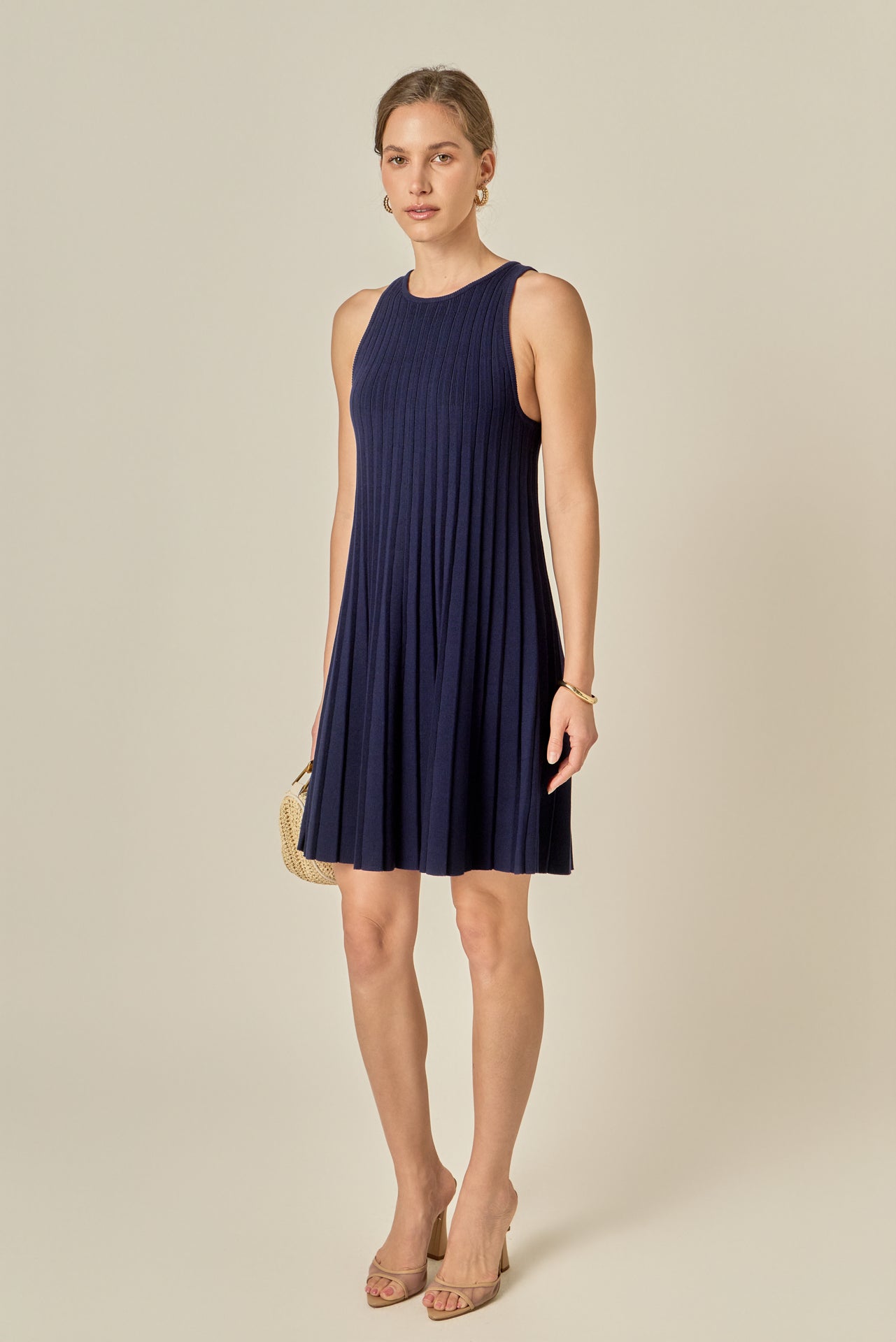ENGLISH FACTORY - Pleated A-line Knit Mini Dress - DRESSES available at Objectrare