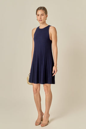 ENGLISH FACTORY - Pleated A-line Knit Mini Dress - DRESSES available at Objectrare