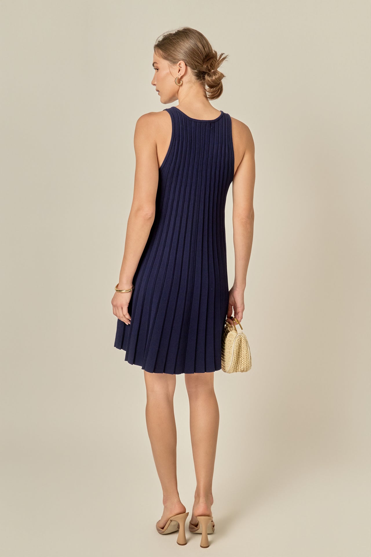 ENGLISH FACTORY - Pleated A-line Knit Mini Dress - DRESSES available at Objectrare