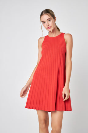 ENGLISH FACTORY - Pleated A-line Knit Mini Dress - DRESSES available at Objectrare