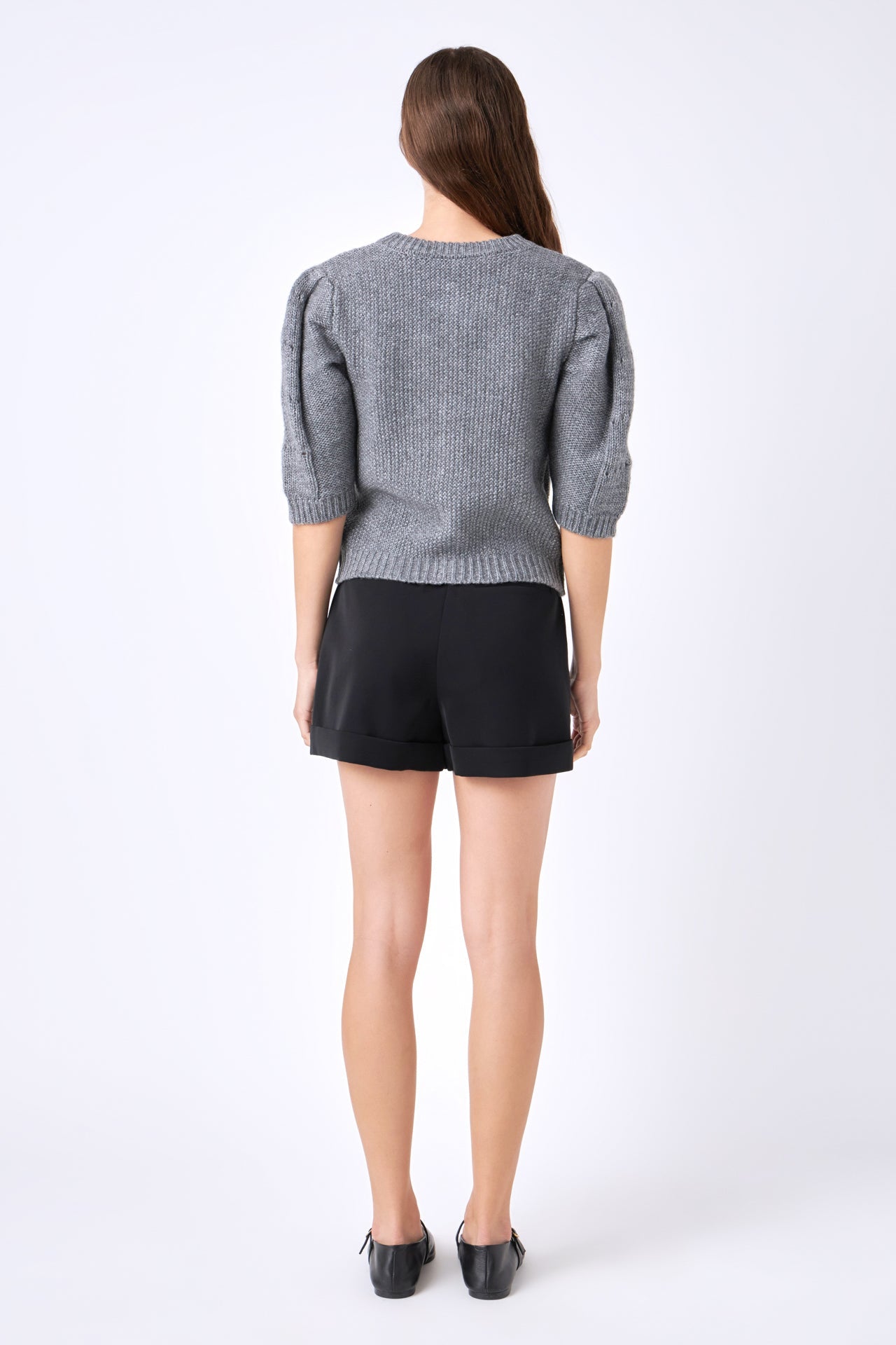 ENGLISH FACTORY - Short Puff Sleeve Knit Cardigan - SWEATERS & KNITS available at Objectrare