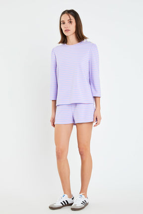 ENGLISH FACTORY - Striped Puff Sleeve Breton Tee - TOPS available at Objectrare