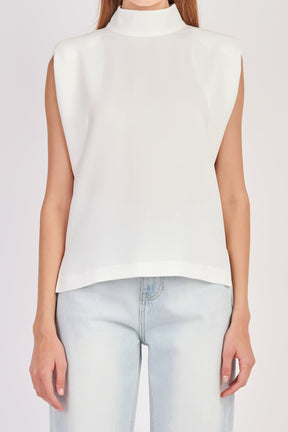 ENGLISH FACTORY - English Factory - Mock Neck Shoulder Pad Top - TOPS available at Objectrare