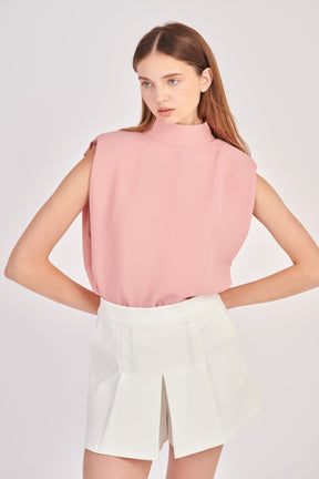 ENGLISH FACTORY - English Factory - Mock Neck Shoulder Pad Top - TOPS available at Objectrare