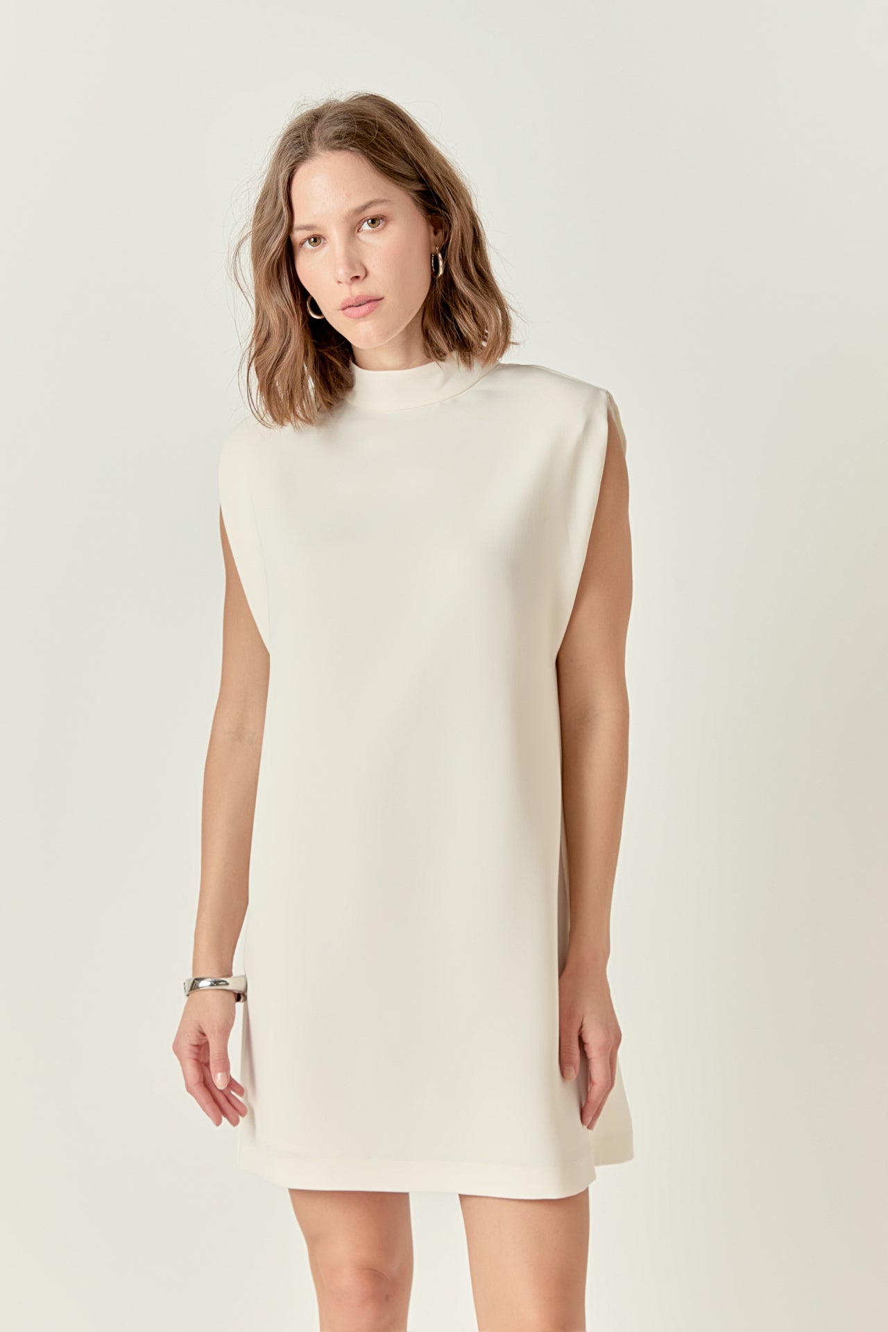 Mock Neck Sleeveless Shift Dress