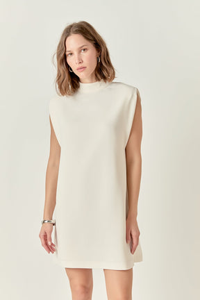 Mock Neck Sleeveless Shift Dress