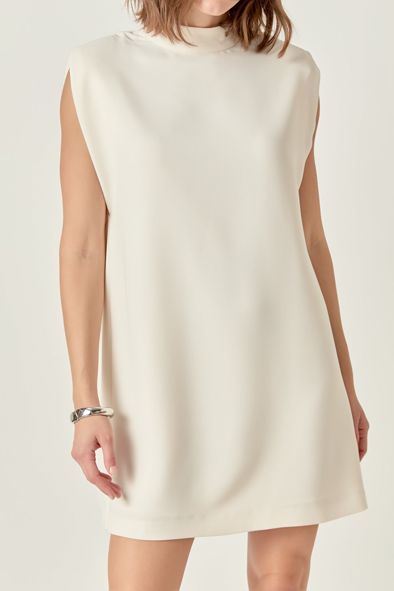 Mock Neck Sleeveless Shift Dress