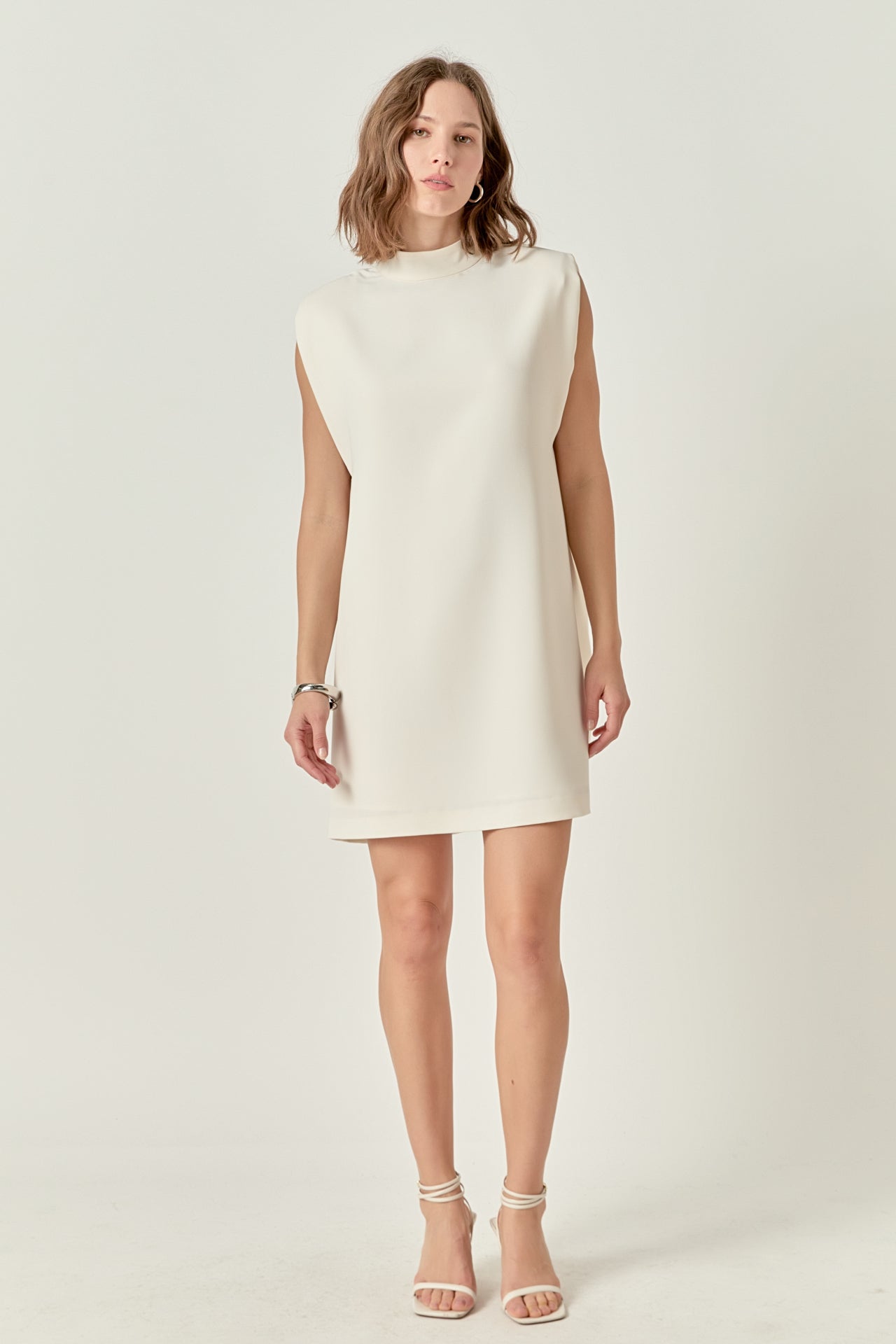 Mock Neck Sleeveless Shift Dress
