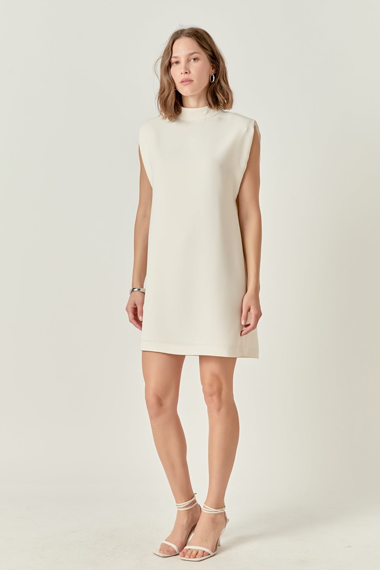 Mock Neck Sleeveless Shift Dress