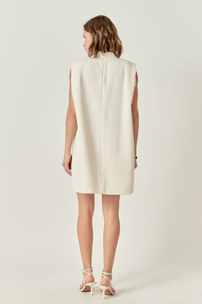 Mock Neck Sleeveless Shift Dress