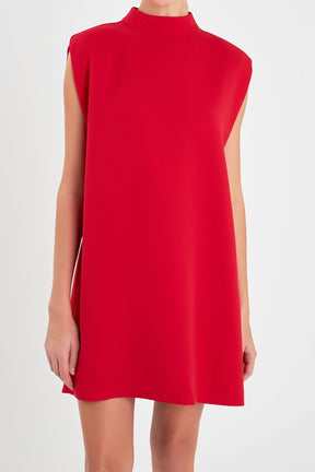 Mock Neck Sleeveless Shift Dress