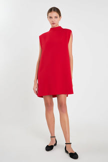 Mock Neck Sleeveless Shift Dress