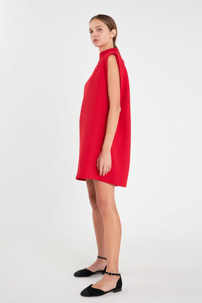 Mock Neck Sleeveless Shift Dress