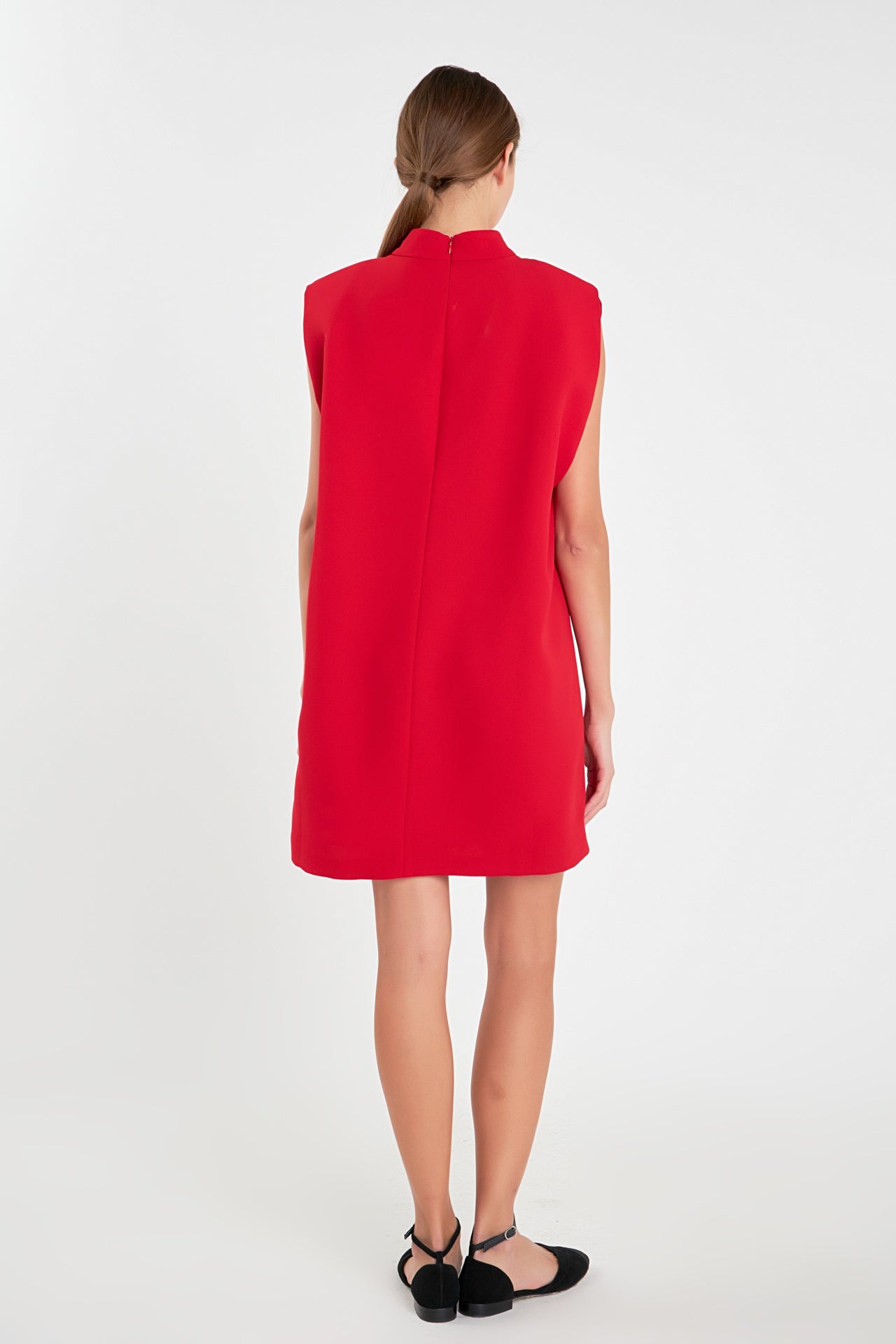 Mock Neck Sleeveless Shift Dress