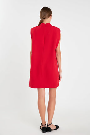 Mock Neck Sleeveless Shift Dress
