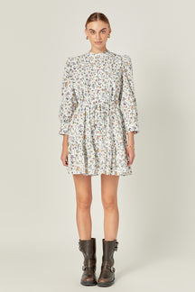 ENGLISH FACTORY - Floral Print Pintuck Smock Mini Dress - DRESSES available at Objectrare