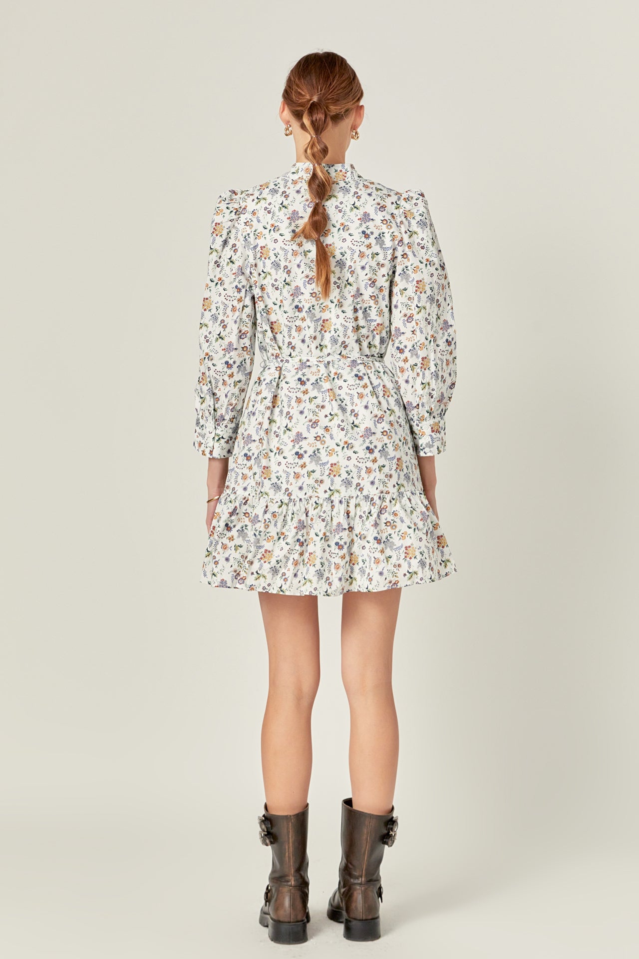 ENGLISH FACTORY - Floral Print Pintuck Smock Mini Dress - DRESSES available at Objectrare