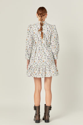 ENGLISH FACTORY - Floral Print Pintuck Smock Mini Dress - DRESSES available at Objectrare