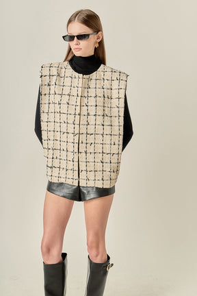 ENGLISH FACTORY - Premium Tweed Vest with Shoulder Pads - OUTERWEAR available at Objectrare