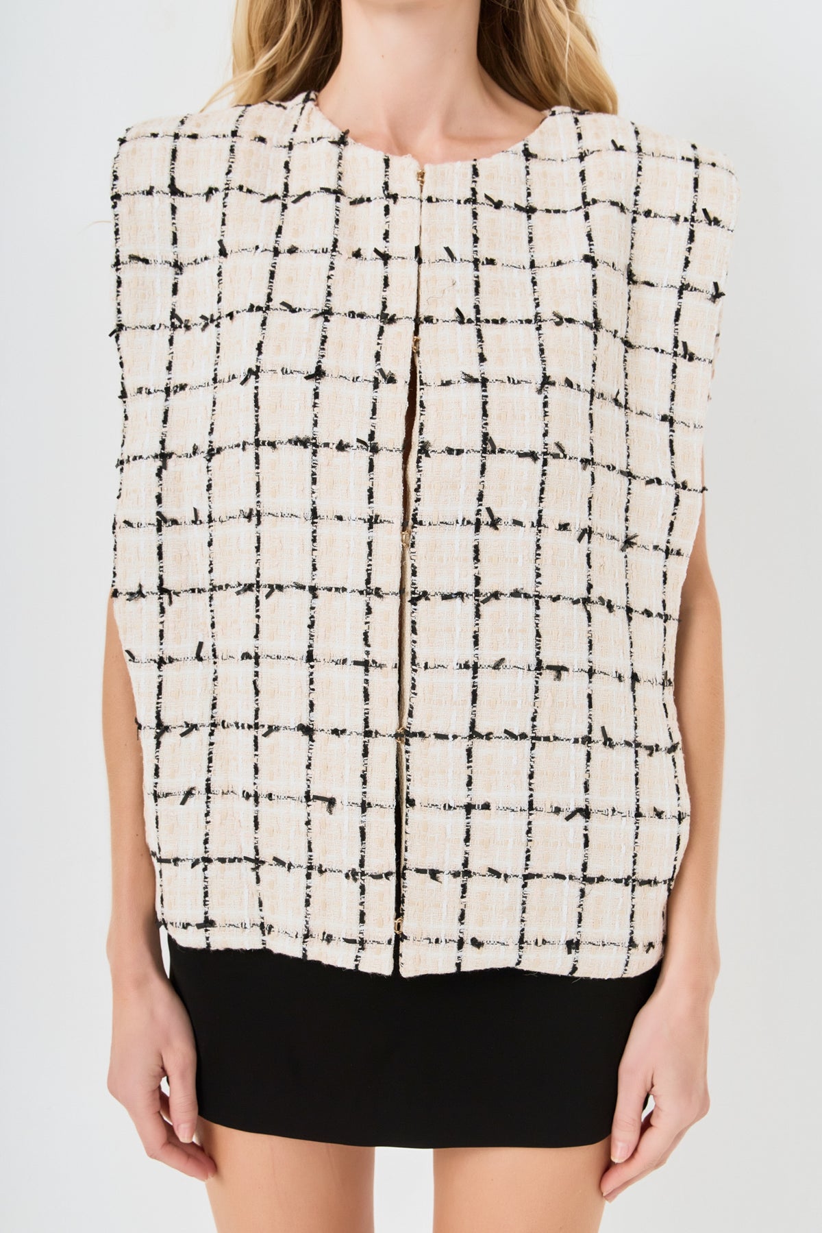 Premium Tweed Vest with Shoulder Pads