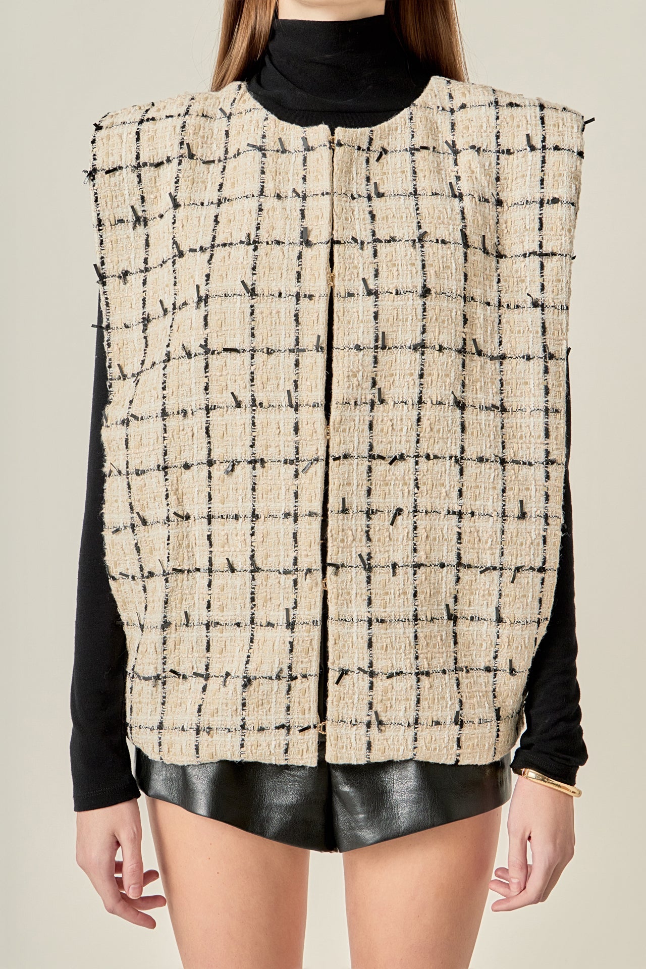ENGLISH FACTORY - Premium Tweed Vest with Shoulder Pads - OUTERWEAR available at Objectrare