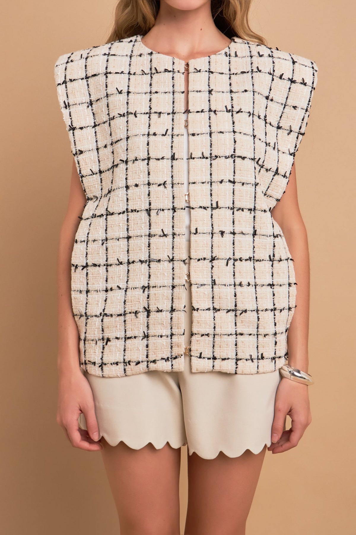 ENGLISH FACTORY - Premium Tweed Vest with Shoulder Pads - OUTERWEAR available at Objectrare