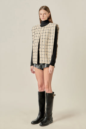 ENGLISH FACTORY - Premium Tweed Vest with Shoulder Pads - OUTERWEAR available at Objectrare