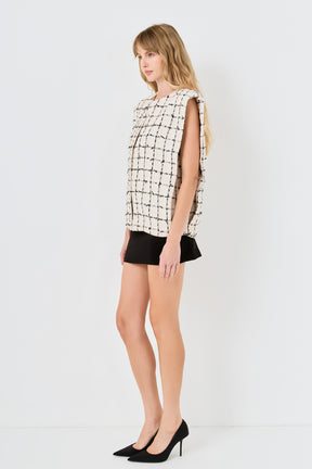 Premium Tweed Vest with Shoulder Pads