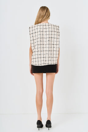 Premium Tweed Vest with Shoulder Pads
