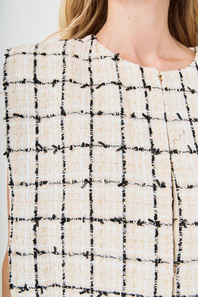 Premium Tweed Vest with Shoulder Pads