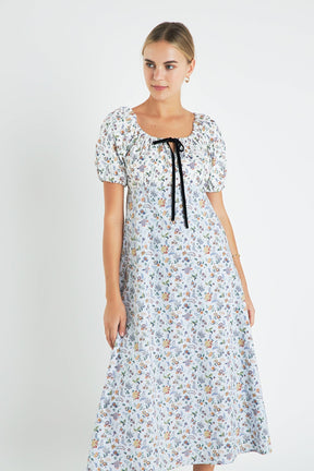 ENGLISH FACTORY - English Factory - Floral Print Puff Sleeve Maxi Dress - DRESSES available at Objectrare