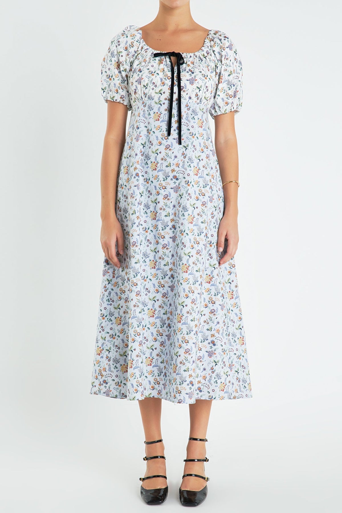 ENGLISH FACTORY - Floral Print Puff Sleeve Maxi Dress - DRESSES available at Objectrare