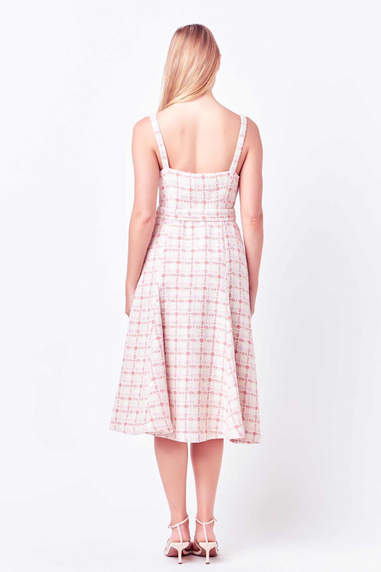 Tweed Bustier Flared Midi Dress