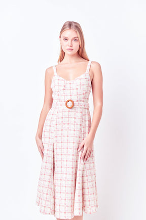 Tweed Bustier Flared Midi Dress